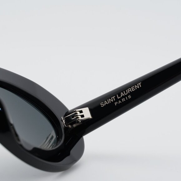 Saint Laurent SL 594 008 Sunglasses Black Oval Frame, Black Lenses